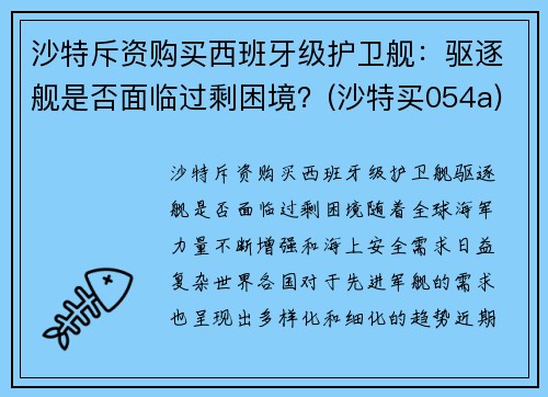沙特斥资购买西班牙级护卫舰：驱逐舰是否面临过剩困境？(沙特买054a)