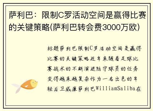 萨利巴：限制C罗活动空间是赢得比赛的关键策略(萨利巴转会费3000万欧)