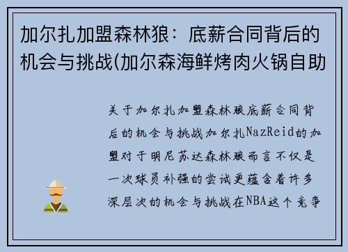 加尔扎加盟森林狼：底薪合同背后的机会与挑战(加尔森海鲜烤肉火锅自助怎么样)